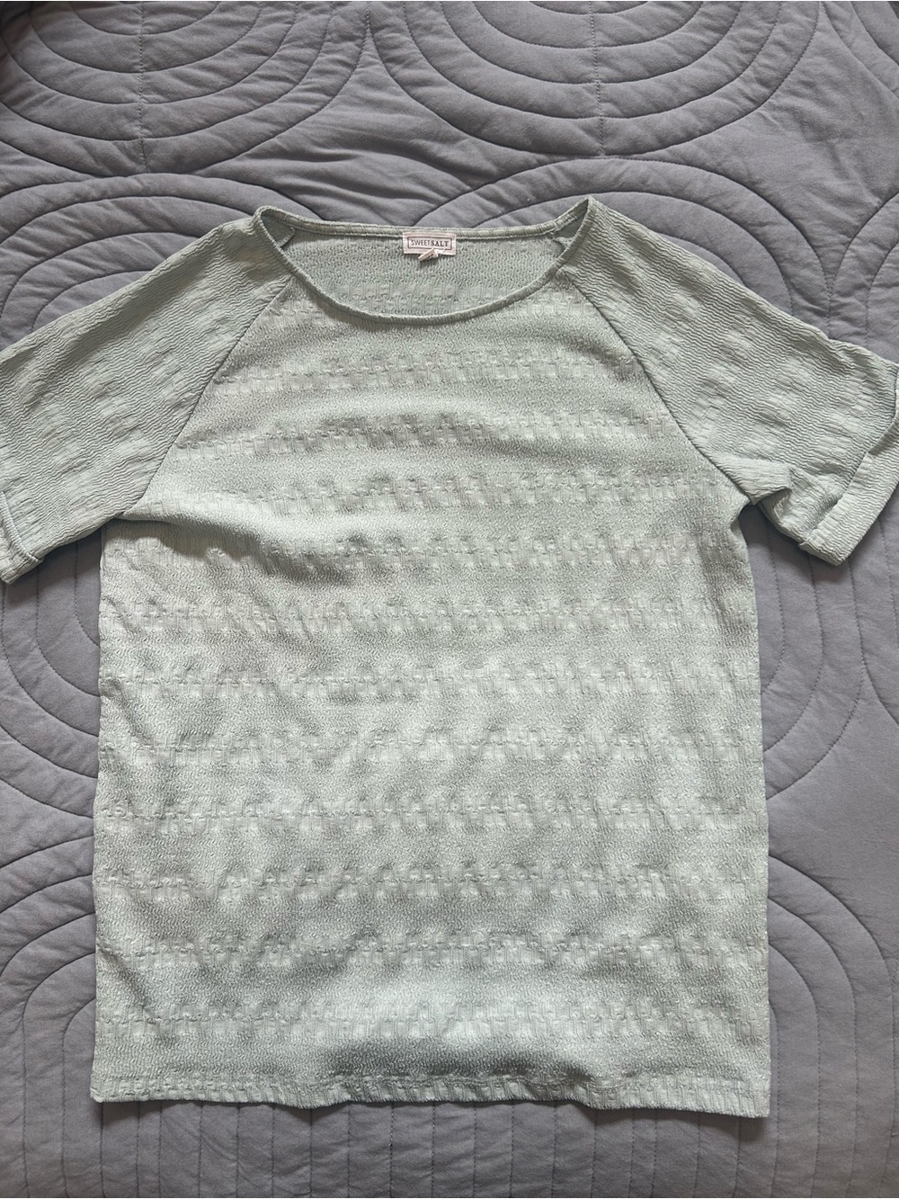 Sweet Salt Light Mint Textured Short Sleeve Blouse